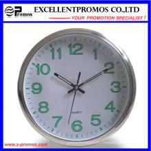 Luminoso 12 pulgadas de logotipo de impresión de plástico redondo reloj de pared (EP-Item12)